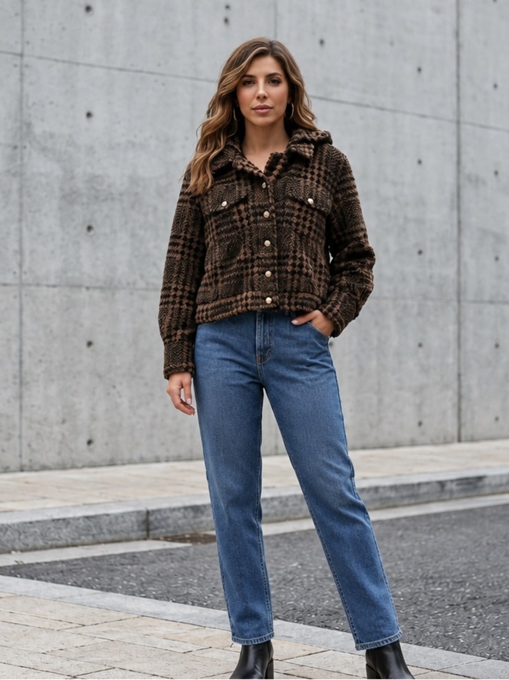 Veronica Beard fluffy houndstooth jacket